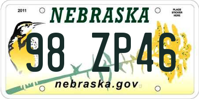NE license plate 98ZP46