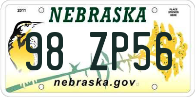 NE license plate 98ZP56