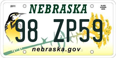NE license plate 98ZP59