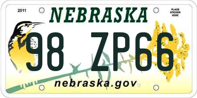 NE license plate 98ZP66