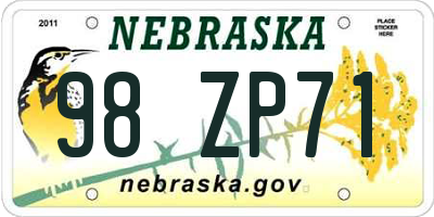NE license plate 98ZP71