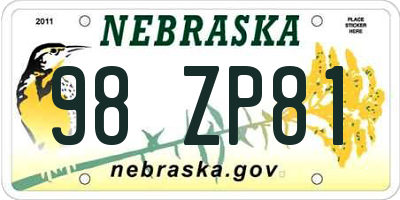 NE license plate 98ZP81