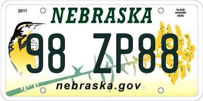NE license plate 98ZP88