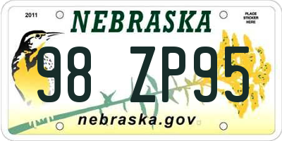 NE license plate 98ZP95
