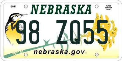 NE license plate 98ZQ55