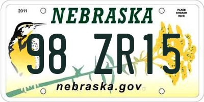 NE license plate 98ZR15