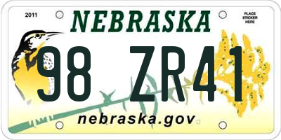 NE license plate 98ZR41