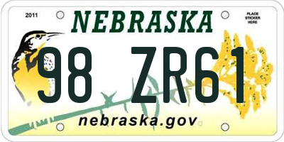 NE license plate 98ZR61
