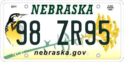 NE license plate 98ZR95