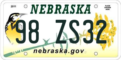 NE license plate 98ZS32