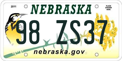 NE license plate 98ZS37