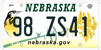 NE license plate 98ZS41