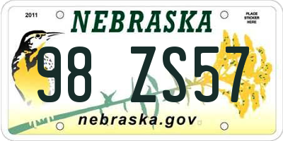 NE license plate 98ZS57