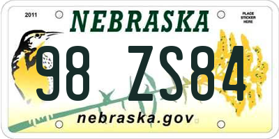 NE license plate 98ZS84