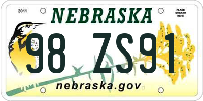 NE license plate 98ZS91