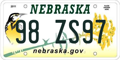 NE license plate 98ZS97