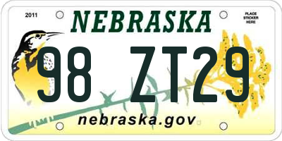 NE license plate 98ZT29