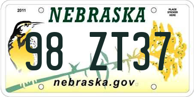 NE license plate 98ZT37