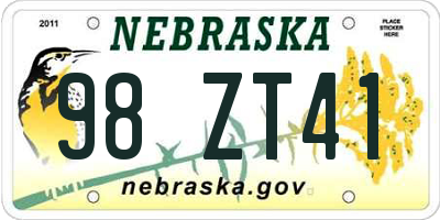 NE license plate 98ZT41