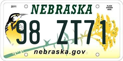 NE license plate 98ZT71