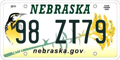 NE license plate 98ZT79