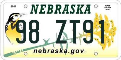 NE license plate 98ZT91