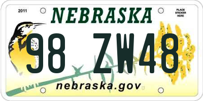 NE license plate 98ZW48