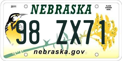 NE license plate 98ZX71