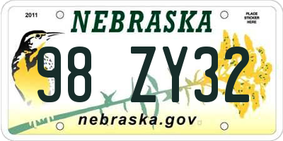 NE license plate 98ZY32