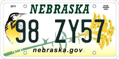 NE license plate 98ZY57
