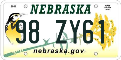 NE license plate 98ZY61