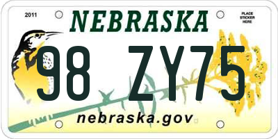 NE license plate 98ZY75