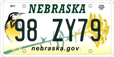 NE license plate 98ZY79