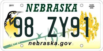NE license plate 98ZY91