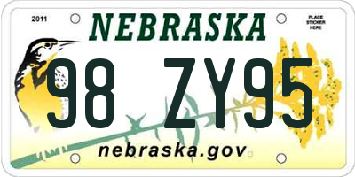 NE license plate 98ZY95