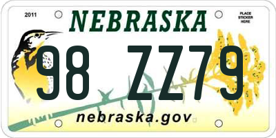 NE license plate 98ZZ79