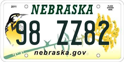 NE license plate 98ZZ82