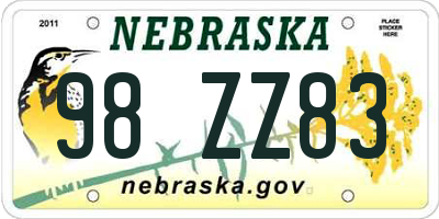 NE license plate 98ZZ83