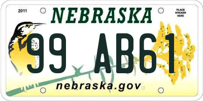 NE license plate 99AB61