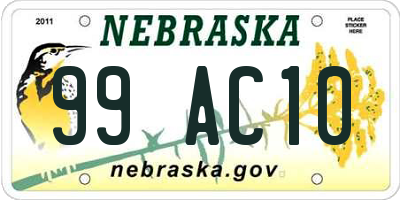 NE license plate 99AC10