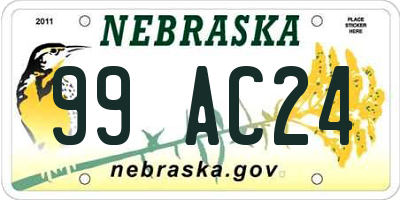 NE license plate 99AC24