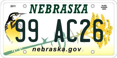 NE license plate 99AC26