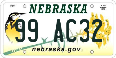 NE license plate 99AC32