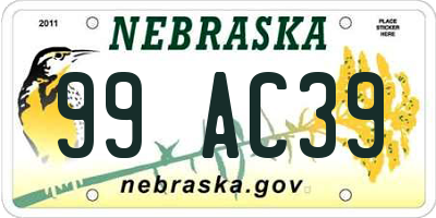 NE license plate 99AC39