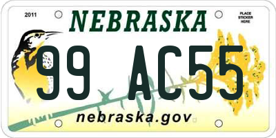 NE license plate 99AC55