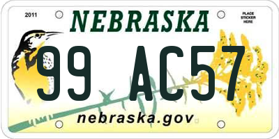 NE license plate 99AC57