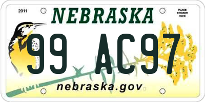 NE license plate 99AC97