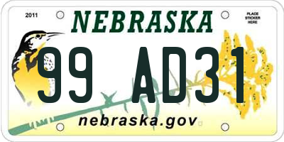NE license plate 99AD31