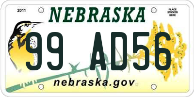 NE license plate 99AD56