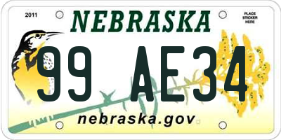 NE license plate 99AE34